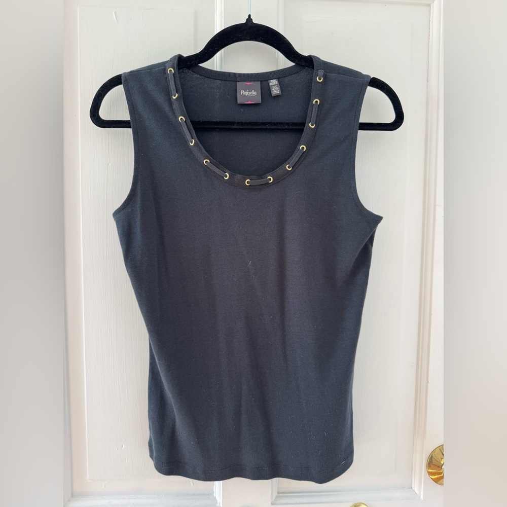 Rafaella Black Tank Top with Gold Grommets